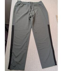 Under Amour Mens Track Training Pants Gray XXL Tall Loose Fit Side Stripes Mesh